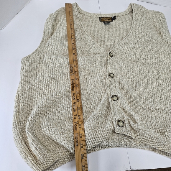 Eddie Bauer Men's Tan Cardigan Vest Sz L Mens Cotton Grandpa Bussines Casual - Picture 7 of 10